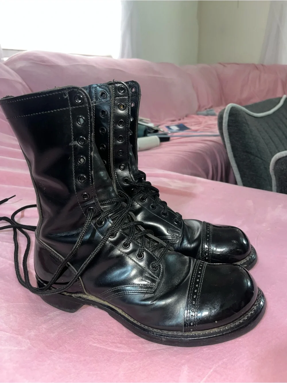 Double H Paratrooper HH Horseshoe Metal Heel Plate Lace Up Leather Combat Boots